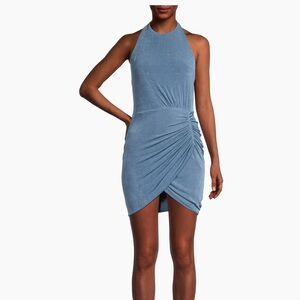 SIGNIFICANT OTHER. Slinky ruched backless mini dress.